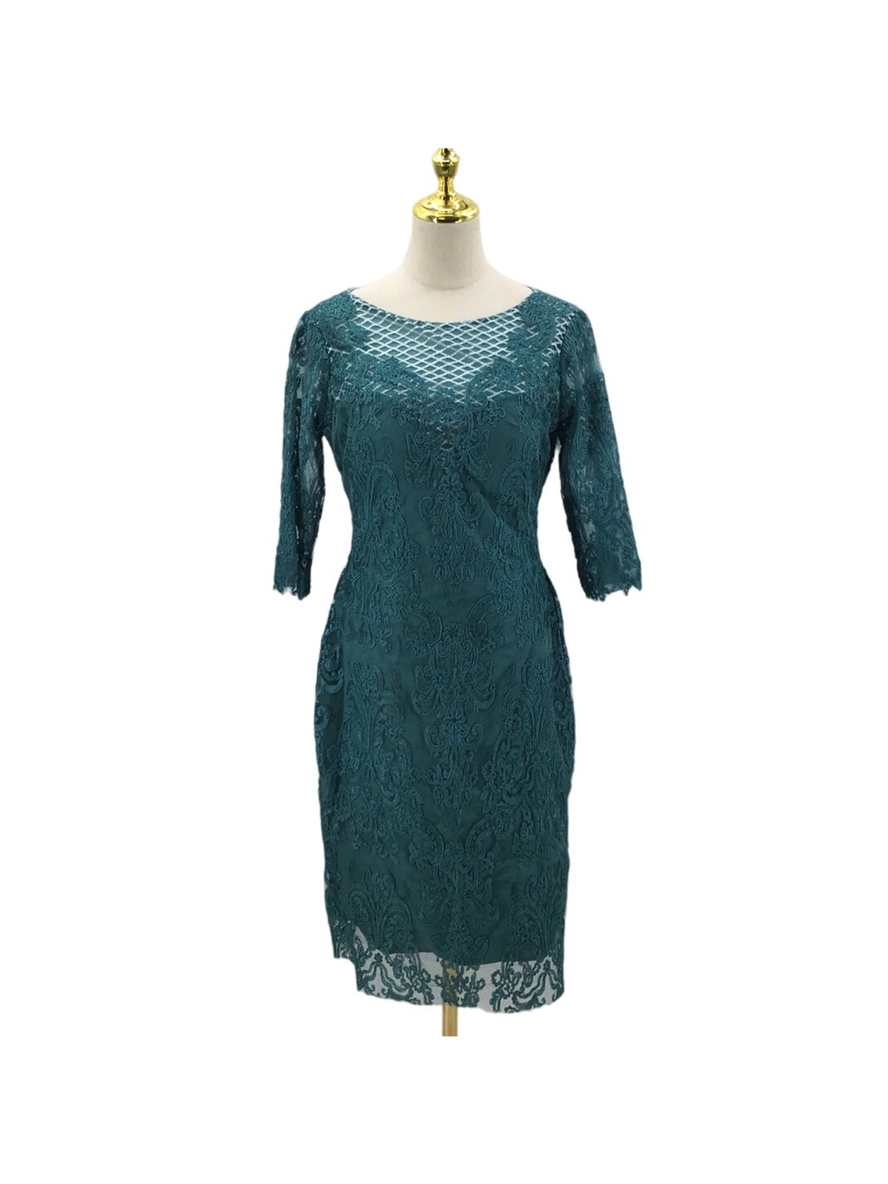 MOTHER OF THE BRIDE sz 8 M teal green lace knee length party 2 pc dress NEW 0B4